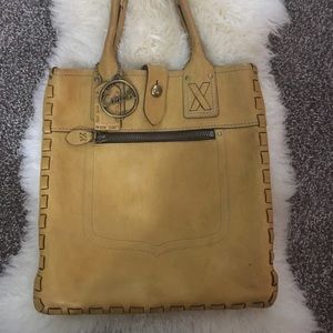 Mustard color Coach Legacy medium tote